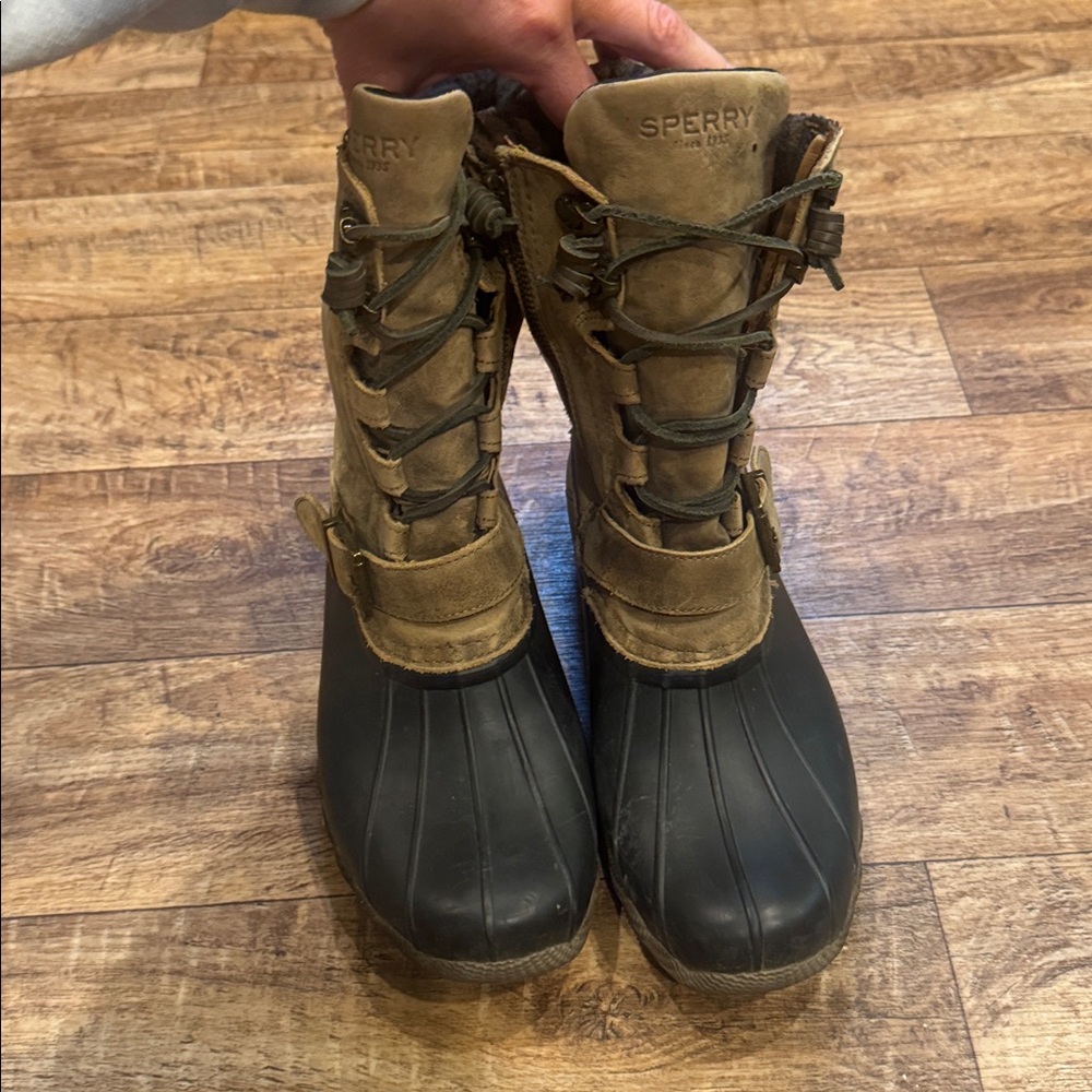 Sperry Brown and Black Waterproof Lace-Up Duck Boot with Buckle - Picture 5 of 5